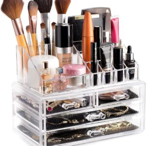Masirs Clear Makeup Organizer – 16-Compartment